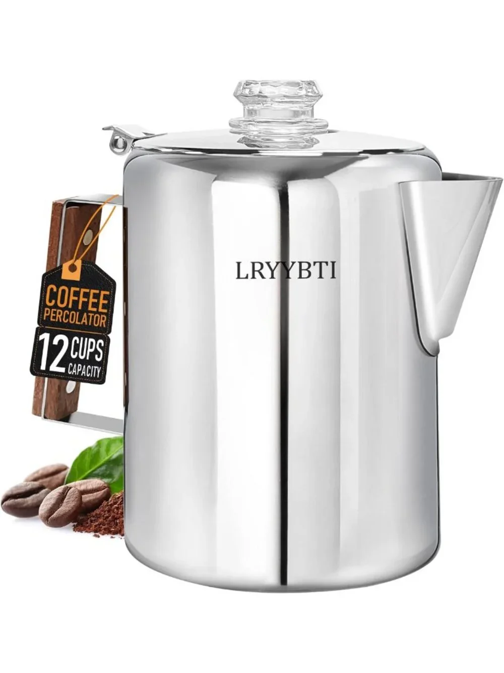 Stainless Steel 12-Cup Percolator Coffee Pot - Durable, Classic Design, Easy